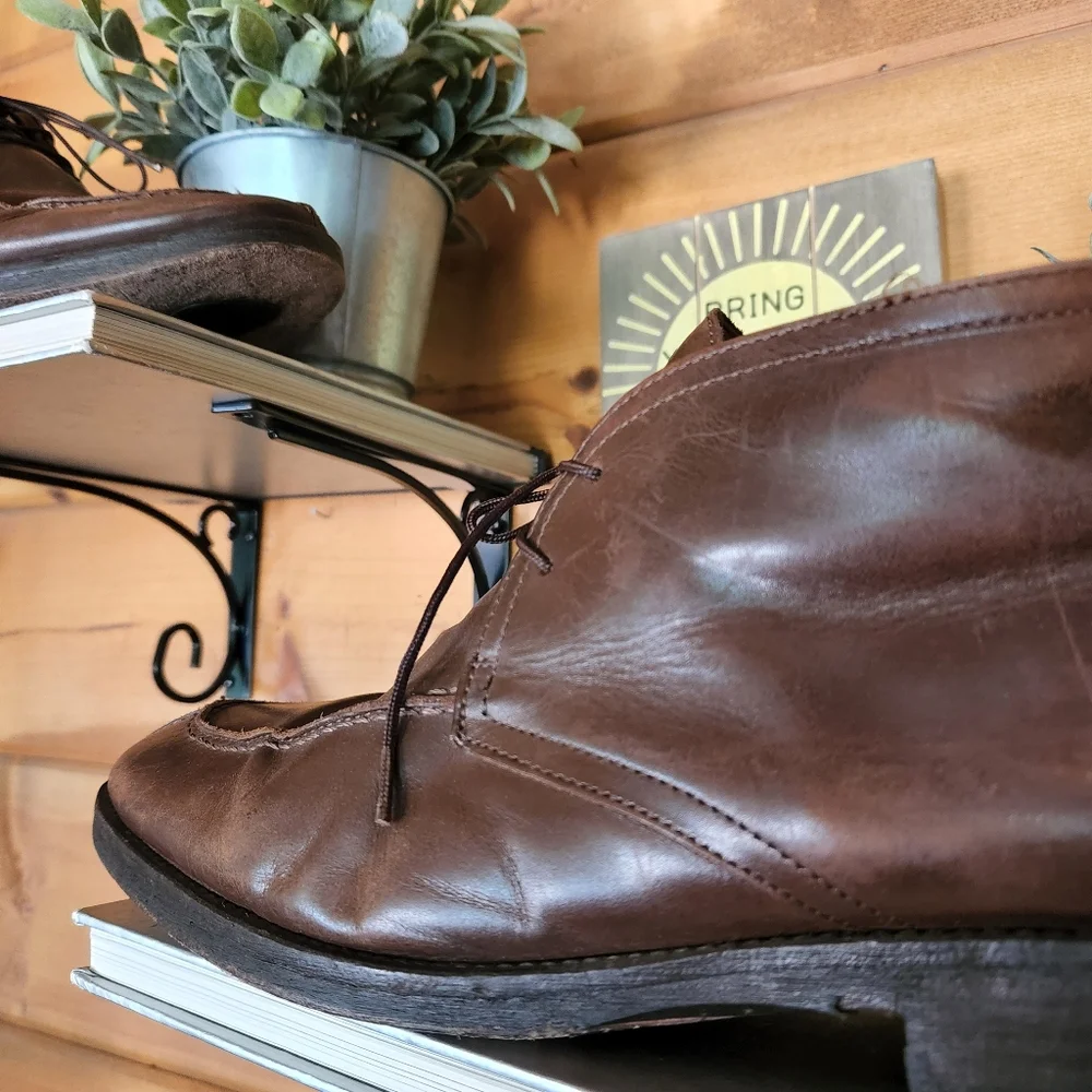 Johnston Murphy‎ 💙 20-6580 Sheepskin Leather Brown Ankle Chukka Boots Split 12M